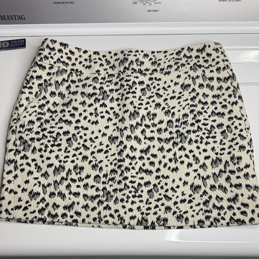 LOFT Animal Print Mini Skirt in Black and Cream